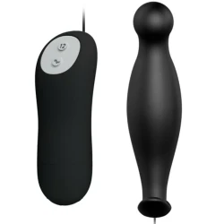 Plug Anal Pretty Love, Silicon, 12 Moduri Vibrații, Negru