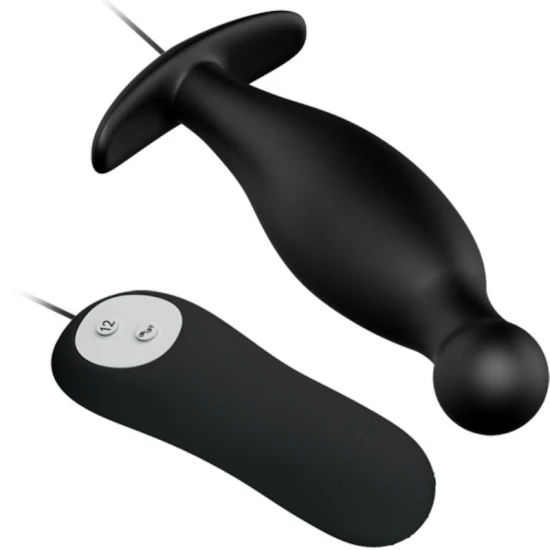 Plug Anal Pretty Love, Silicon, 12 Moduri Vibrații, Negru