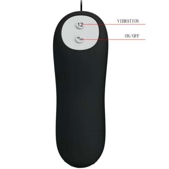 Plug Anal Pretty Love, Silicon, 12 Moduri Vibrații, Negru