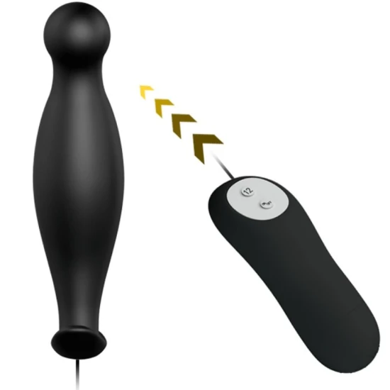 Plug Anal Pretty Love, Silicon, 12 Moduri Vibrații, Negru