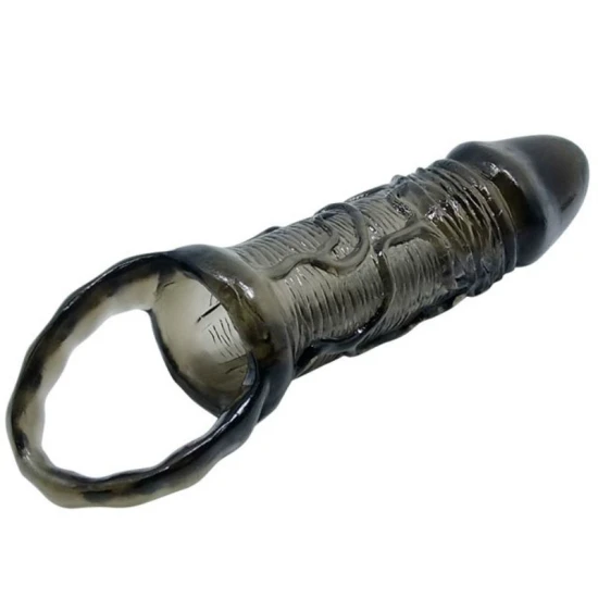 Manșon Extensie Penis BAILE, cu strap pentru testicule, 11.5 cm