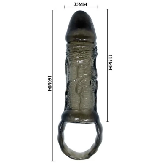 Manșon Extensie Penis BAILE, cu strap pentru testicule, 11.5 cm