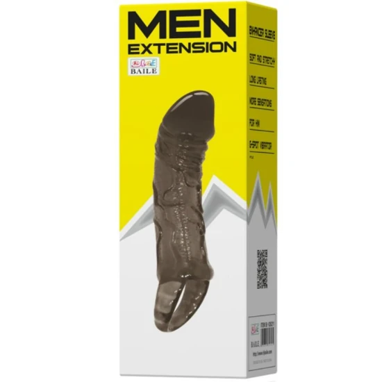 Manșon Extensie Penis BAILE, cu strap pentru testicule, 11.5 cm