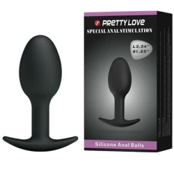 Plug Anal Pretty Love, Silicon 6,5 Cm, Negru