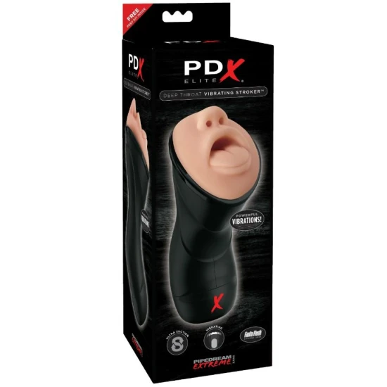 Masturbator tip stroker PDX ELITE - Vibrator pentru gât, Deep Throat, negru