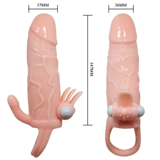 Manșon Penis Brave Man, Cu Stimulare Clitoridiană Și Anală, Culoarea Pielii