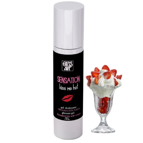 Lubrifiant natural cu efect de încălzire, căpșuni cu cremă, 50 ml