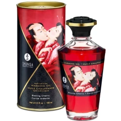 Ulei de masaj cu efect de încălzire Shunga, aromă intensă de cireș, 100 ml