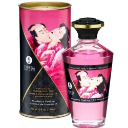 SHUNGA - Ulei de masaj cu efect de încălzire, aromă intensă de zmeură, 100 ml