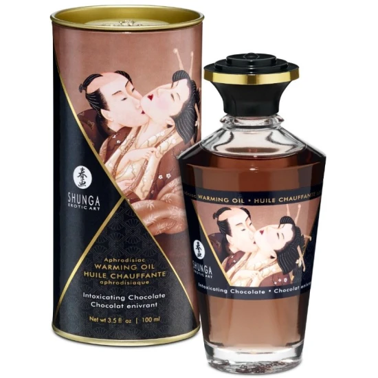 SHUNGA - Ulei de masaj cu efect de căldură, aromă intensă de ciocolată, 100 ml