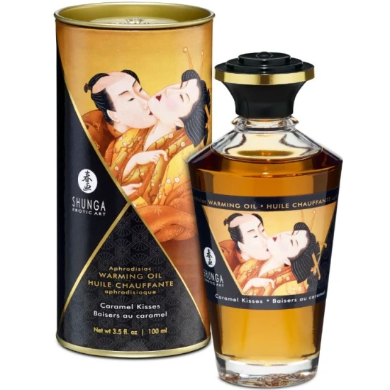 SHUNGA - Ulei de masaj cu efect de căldură, aromă caramel, 100 ml