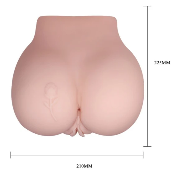 Vagin și Anus Realistic cu Tatuaj și Vibrație - Alb, Mărime Unică