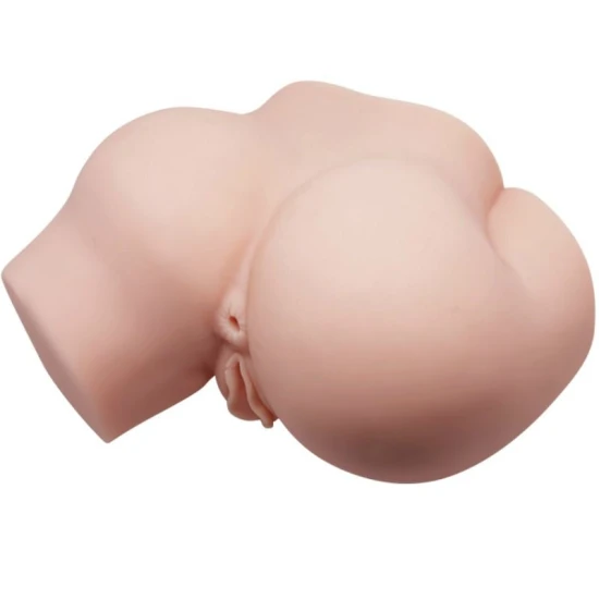 Bust Realistic - Vagin și Anus cu Vibrație, Alb, Mărime Unică