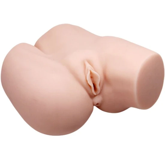 Bust Realistic - Vagin și Anus cu Vibrație, Alb, Mărime Unică