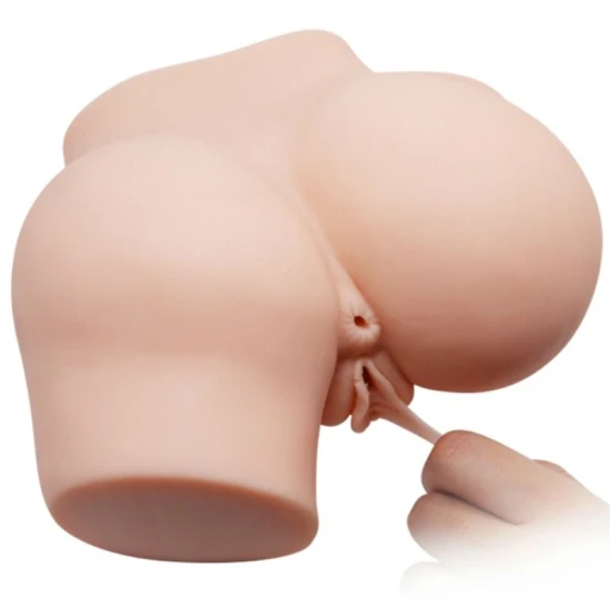 Bust Realistic - Vagin și Anus cu Vibrație, Alb, Mărime Unică