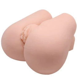 Bust Realistic - Vagin și Anus cu Vibrație, Alb, Mărime Unică