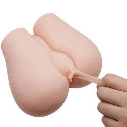 Bust Realistic - Vagin și Anus cu Vibrație, Alb, Mărime Unică