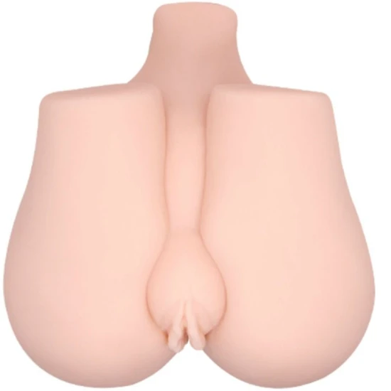 Bust Realistic - Vagin și Anus cu Vibrație, Alb, Mărime Unică