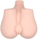 Bust Realistic - Vagin și Anus cu Vibrație, Alb, Mărime Unică