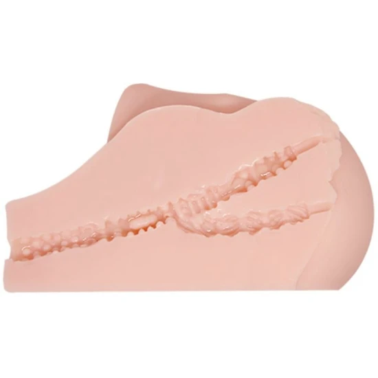 Bust Realistic - Vagin și Anus cu Vibrație, Alb, Mărime Unică