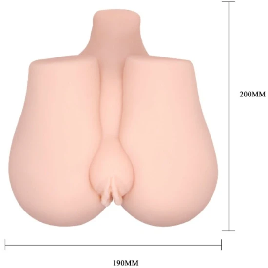 Bust Realistic - Vagin și Anus cu Vibrație, Alb, Mărime Unică