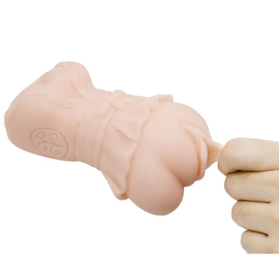 Masturbator tip vagin, cu bile vibrante, Negru