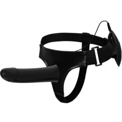 Strap On Vito - Dildo cu Vibrații, Negru, 17.3 cm