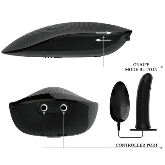 Strap On Vito - Dildo cu Vibrații, Negru, 17.3 cm