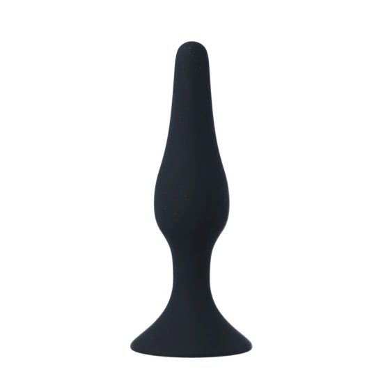 Dildo anal conic din silicon, negru, 10.5 cm