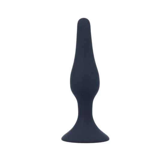 Dildo anal conic din silicon, negru, 10.5 cm