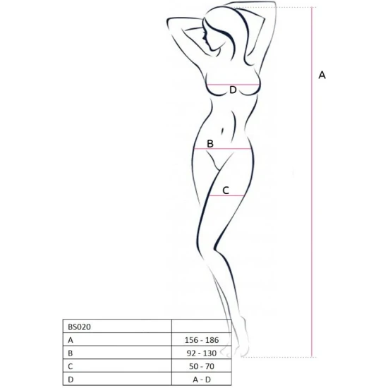 PASSION - Tip Produs Model, Alb. - Bodystocking tip plasă, model BS020, culoare alb, one size