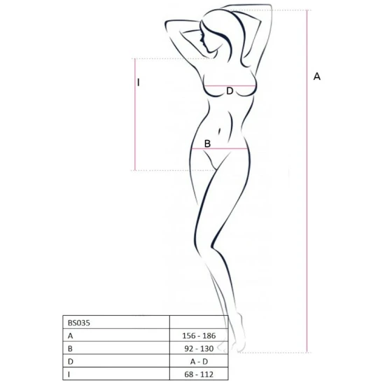 PASSION - Tip Produs Model, Alb. - BS035 Bodystocking, One Size