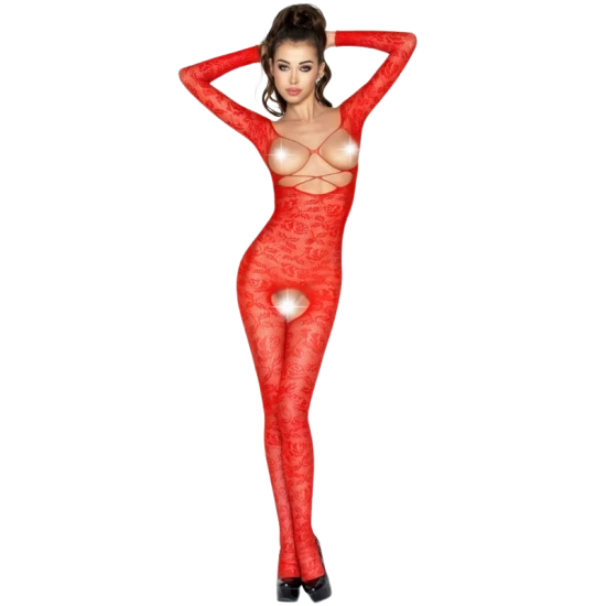 PASSION - Body tip plasă, Roșu, One Size
