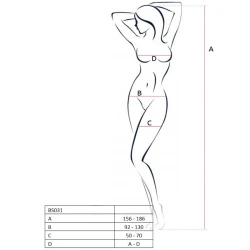 PASSION - Body tip plasă, Roșu, One Size