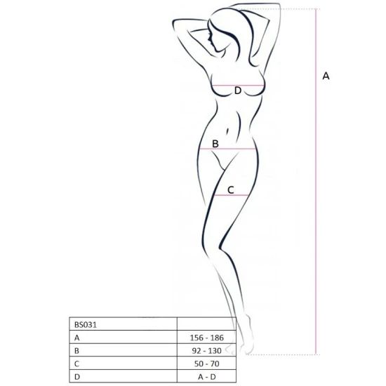 PASSION - Body tip plasă, Roșu, One Size
