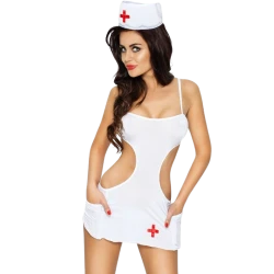 Costum asistentă Akkie din poliester și spandex, L/XL