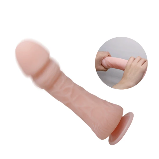 Dildo Realistic cu Vibrație Naturală - 23.5 cm, Culoare Carne, Texturat.