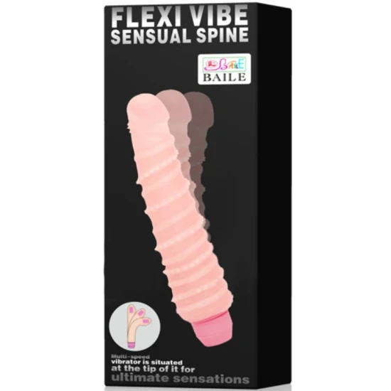 Vibrator FLEXI VIBE SENSUAL - Texturat, Bej, 19.5 cm.