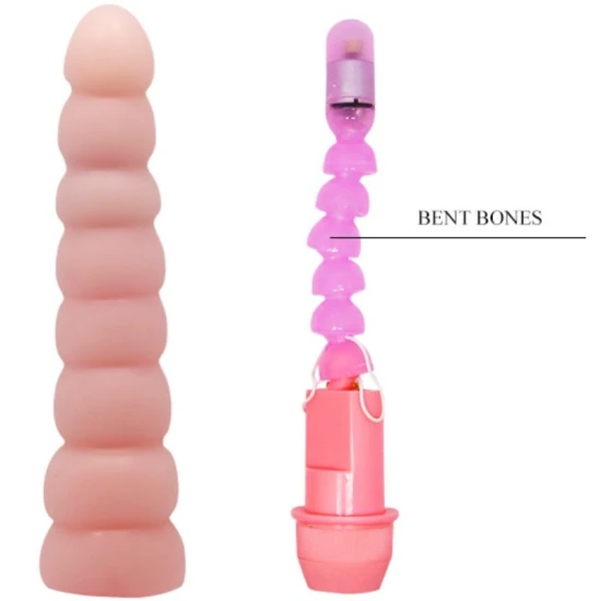 Vibrator anal flexibil cu vibrații multiple, 19 cm, piele