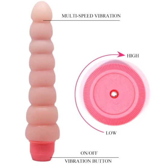 Vibrator anal flexibil cu vibrații multiple, 19 cm, piele