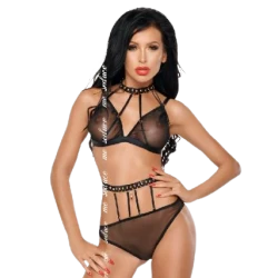 Set Tanga Dotty - Elegant, Negru, S/M.