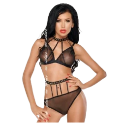 Set Tanga Dotty - Elegant, Negru, S/M.