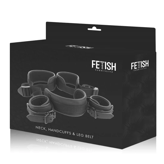 SUBMISIVĂ FETISH - Poziție cu picioarele deschise, cu căptușeală din neopren, cătușe