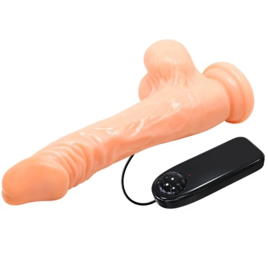 Dildo Realistic cu Vibrație - Texturat, Negru, 18cm.