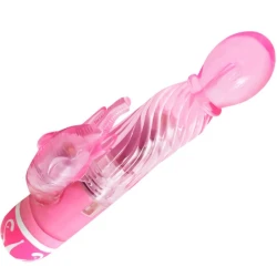 Vibrator Multispeed cu Stimulator - Roz, Mărime Standard.