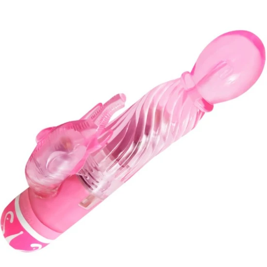 Vibrator Multispeed cu Stimulator - Roz, Mărime Standard.