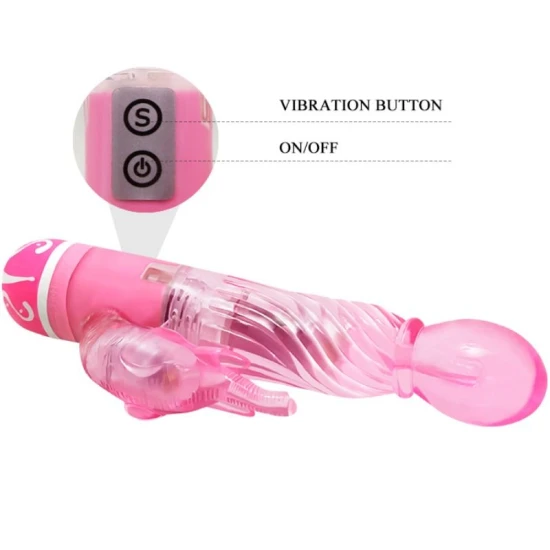 Vibrator Multispeed cu Stimulator - Roz, Mărime Standard.
