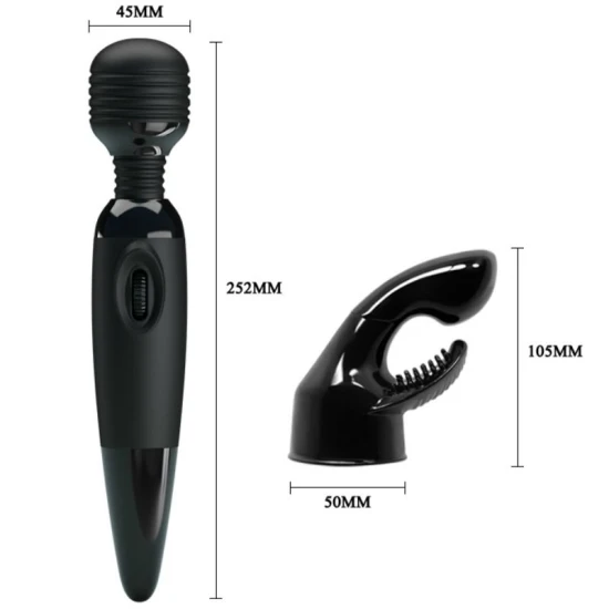 Vibrator Senzual cu capete interschimbabile, Negru