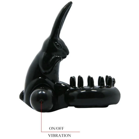 Inel vibrator - Sweet Ring cu iepuraș, Negru