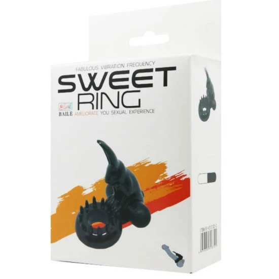 Inel vibrator - Sweet Ring cu iepuraș, Negru